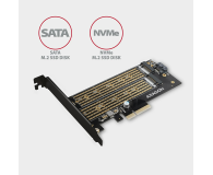 AXAGON Adapter wewnętrzny PCEM2-D, PCIe x4, 1x M.2 NVMe M-key + 1x SATA B-key slot, SP & LP - 730832 - zdjęcie 8